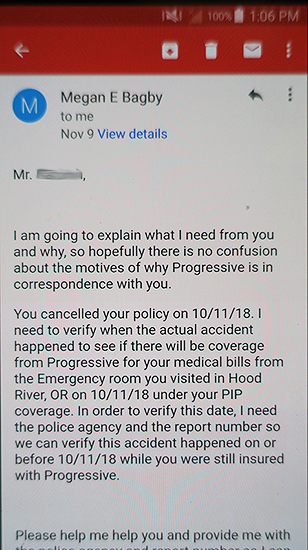 Bogus Progressive ER Claim